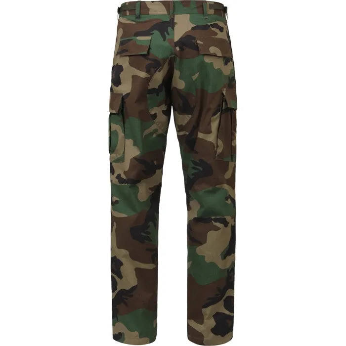 Woodland Camouflage - Military BDU Pants - Cotton Ripstop