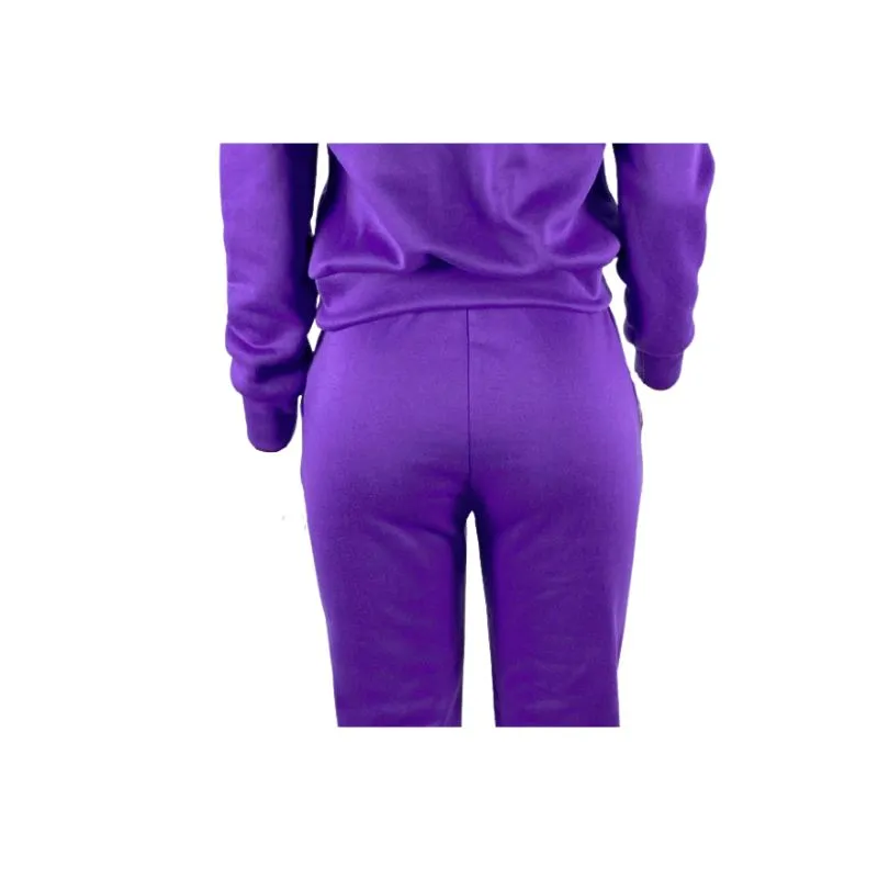 Zipper Sweatshirt & Drawstring Waist Pants Set